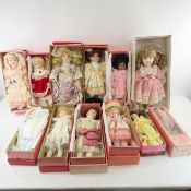 11 Vintage Brinn's Porcelain Dolls in Boxes