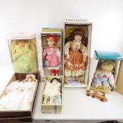 6 Vintage Porcelain Collector Dolls in Boxes