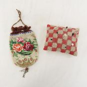 Antique beaded purse & pin cushion