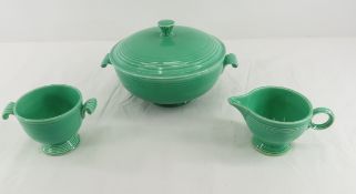 Vintage Fiesta L. Green Casserole, Sugar & Creamer