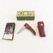 Gerber 97223 Folding Hunter Knife w/Leather Sheath