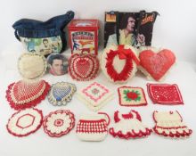 Vintage heart sachets, Elvis collectibles & more