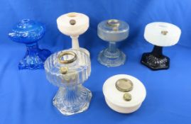 6 Vintage Glass Oil Lamp Bases