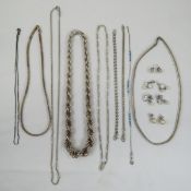 4.6 ounces sterling jewelry-Pearl studs, necklaces