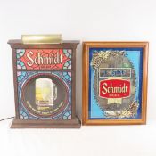 Schmidt Beer lighted sign and mirror
