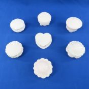 7 Vintage Milk Glass Powder Jars
