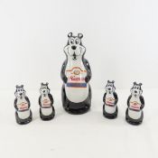 Hamm's Beer Bear Ceramarte decanter & 2 S&P sets