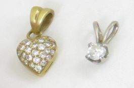 2 14kt Gold and Diamond Pendants, 2.27gtw