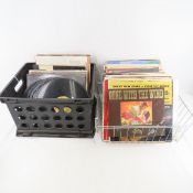 2 Bins of Vintage Records & Gone with the Wind VHS