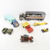 Vintage Tonka car carrier, dump truck & more