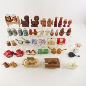 Vintage Salt & Pepper Shakers, Wood Plastic & More