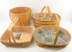 4 Longaberger Baskets- 1 with broken handle
