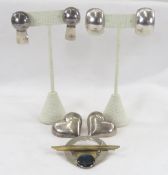 PTP Modern Sterling Brooch & 3 Pair Earrings