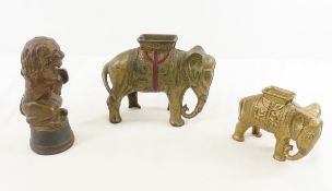 Cast Iron Elephant & Lion Circus Banks
