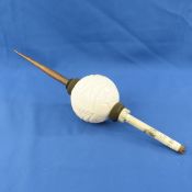 1800's Copper Lightning Rod with Milk Glass Ball