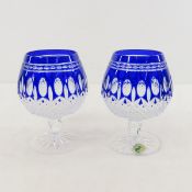 2 Waterford Crystal Cobalt Blue Brandy Snifters