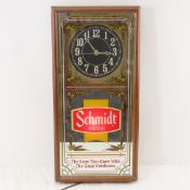Schmidt Beer lighted mirror clock