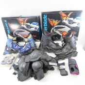 2 Pairs of Rollerblades, pads & accessories
