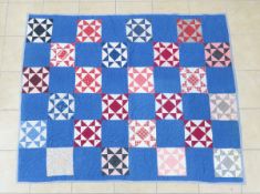 Hand Pieced and Quilted Ohio Star Quilt 72 x 112