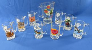 Schmidt Wildlife pitcher and 8 glass mugs