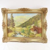 Original oil painting of Austrian Mountains