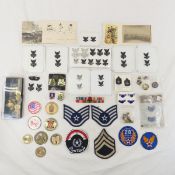 Military pins, coins, buttons, patches, postcards