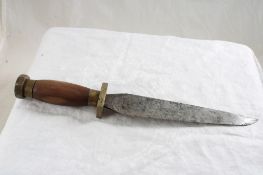 Brass & Wood Handled Fixed Blade Knife 11 3/4