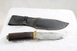 Brass & Wood Handled Fixed Blade Knife 9