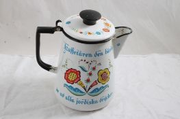 Swedish Flower & Saying Coffee is Best Coffee Pot