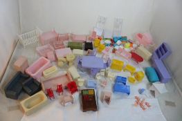 Assortment of Dollhouse Furniture & Accessories
