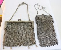 2 Flapper Chain Purse Whiting Davis, German Silver