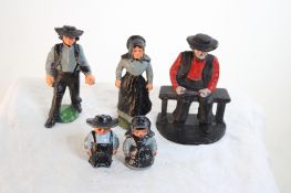 5 Cast Iron Amish Figures