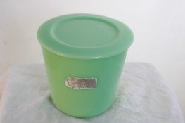 McKee Jadeite Refrigerator Jar w/Lid GLOWS