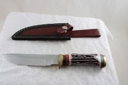 Fixed Blade Knife with Leather Sheath