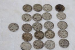 21 Silver Mercury Dimes