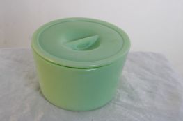 Jadeite Refrigerator Jar with Lid GLOWS