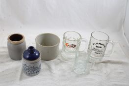 Stoneware Crocks, Jug, Root beer & Beer Mugs