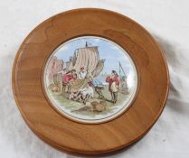 1800's-1900 Prattware Pot Lid Net Mender Framed