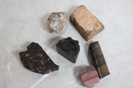 Obsidian Core Sample, Quartz & Other Rocks 11 Lbs.