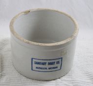 Sanitary Dairy Co. Advertising Stoneware Crock