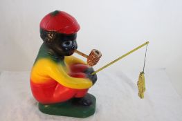 Black Americana Chalkware Fishing Boy w/Pipe