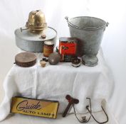 Barn Lantern, Galvanized Advertising Pail, More