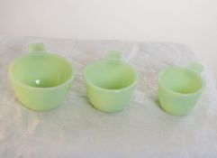 3 Jadeite Jeanette Glass Measuring Cups GLOW