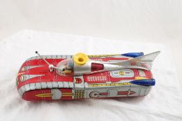 Vtg Battery Op Tin Litho Space Ship w/Blower Works