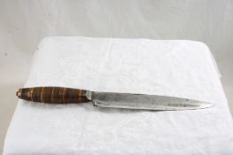 Stacked Leather Handle Fixed Blade Knife 11 3/4
