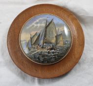 1840's-1900 Prattware Pot Lid Pegwell Bay Framed