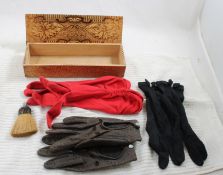 Flemish Pyrography Glove Box with Gloves, Broom