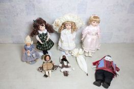 5 Porcelain, Celluloid, China, Dolls