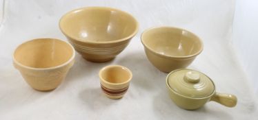 Antique Yellowware Bowls & Weller Custard