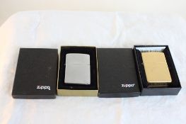 2 Zippo Lighters in Boxes Brass A 01 & Other